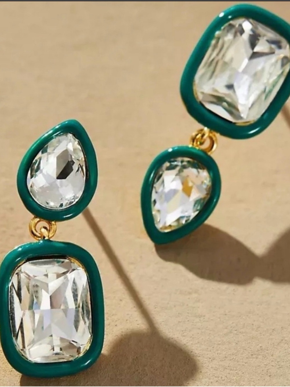 NWT Anthropoligie Asymmetrical Resin Crystal Drop Earrings
